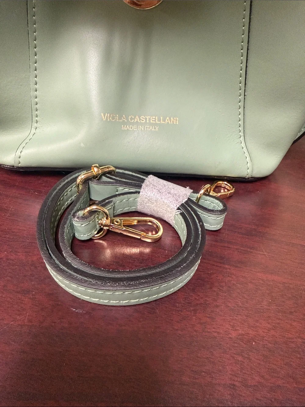Leather Viola Small Top-Handle Satchel in Sage Green